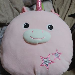Pink Plush Unicorn Pillow